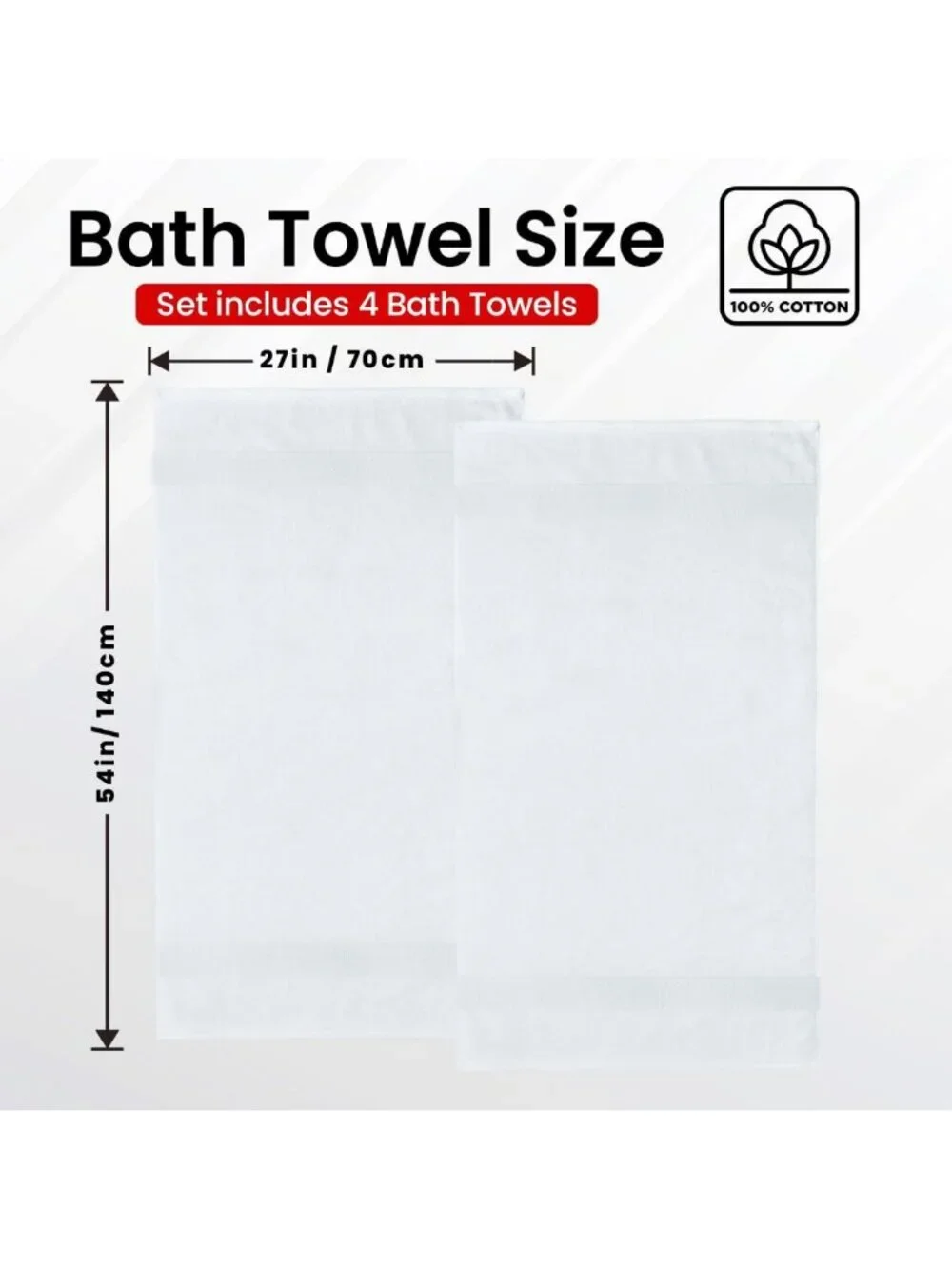 Luxury 100% Cotton Bath Towels Set of 4 - Soft, Absorbent & Quick-Drying